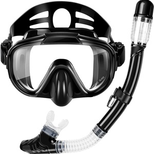 Juego de máscara de snorkel para adultos con gafas de buceo de vidrio templado antivaho y snorkel transpirable para natación y buceo - Product Image 1