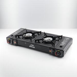 Réchaud à gaz portable double brûleur pour camping extérieur, cuisinière au butane, <span class=keywords><strong>barbecue</strong></span>, plaque de cuisson double portable pour camping - Product Image 1