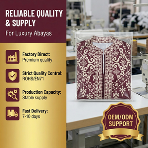 Robe d'Aïd imprimée pour femmes avec ceinture, fermeture éclair sur le devant, longueur complète, vente en gros - Product Image 6