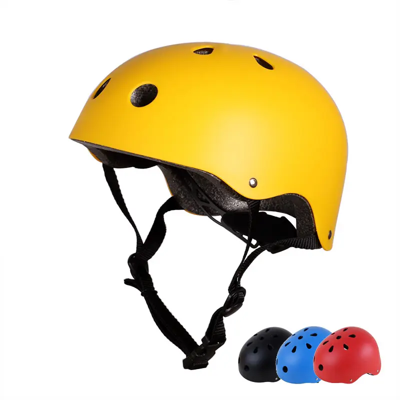 Casco de escalada dual para niños y adultos, 11 agujeros, amarillo