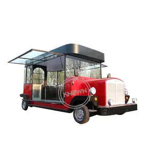 2024 Mobile Classical Food Van Truck Retro Multi-function Hot Dog Vending Trailer Cart with Customized Kitchen Equipment