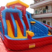 Toboggan aquatique gonflable commercial multi-voies avec pistolet à eau, en PVC, facile à installer, pour enfants, idéal pour la location en parc aquatique extérieur