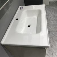 Ensemble de meubles-lavabos muraux en céramique WJL modernes, résistants à l'humidité, avec miroir, faciles à nettoyer, pour hôtels et salles de bain