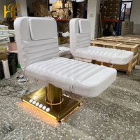 Lit de soin électrique professionnel de luxe en acier inoxydable doré, 3 moteurs, courbé, pour salon de beauté, spa, table de massage, lit de beauté pour les cils