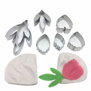 AK 7 Pièces En Acier Inoxydable <span class=keywords><strong>Pivoine</strong></span> Cutter 2 Pièces Silicone Veiner Moules Pétale Texture Outil Gumpaste Fleur Outils De Fabrication - Product Image 2
