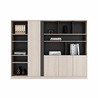Grande armoire de rangement de bureau en bois, bibliothèque commerciale avec portes et étagères ouvertes, meuble de rangement mural pour classeurs