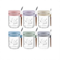 Gobelets et ensembles de petit-déjeuner écologiques portables pour overnight oats – Contenant en verre avec cuillère, couvercle, remplissage et emballage hermétique