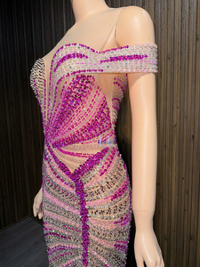 Robe moulante en soie sans manches de luxe avec strass haut de gamme, coupe élégante et ajustée pour femmes au Vietnam - Product Image 2