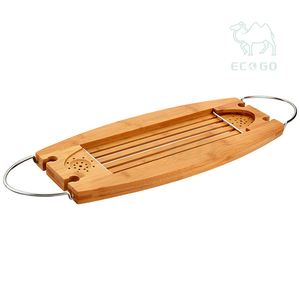 Bandeja <span class=keywords><strong>de</strong></span> <span class=keywords><strong>ducha</strong></span> <span class=keywords><strong>de</strong></span> lujo organizador <span class=keywords><strong>de</strong></span> baño hecho a mano bambú bañera Mesa bañera Caddy bandeja - Product Image 4