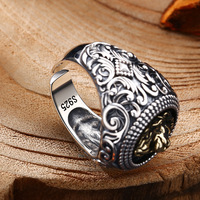 Bague pour homme en argent sterling 925, design lion audacieux et tendance, ouverture réglable, style vintage, bijoux personnalisés, vente en gros
