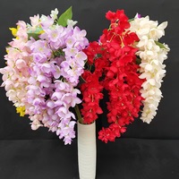 Bunga Wisteria Cassia Fistula Buatan Tangan Modern, Bunga Sutra Buatan Tangkai Panjang Ramah Lingkungan untuk Wisuda Natal