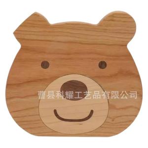 Sujetalibros de madera con diseño de osito, soporte para libros para niños, decoración del hogar, tamaño mini Ky12 - Product Image 5