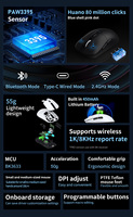 Gaming PAW3395 Sensor 8K Mouse Gamer Recargable 2,4 Ghz BT Tri-Mode Gaming Mouse para PC Computer Gamer Ratón programable