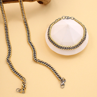Colliers ras de cou minimalistes en acier inoxydable, chaîne cubaine de 6 mm, mode, deux tons, colliers, bracelet, ensemble de bijoux, plusieurs longueurs