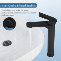Robinet de lavabo haut Purorigin en acier inoxydable, mitigeur monocommande chaud-froid à poser sur le comptoir avec cartouche en céramique