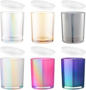 Pot à bougie en verre vide de luxe, moderne, écologique, de haute qualité, avec couvercle, design personnalisé, effet arc-en-ciel holographique iridescent - Product Image 3