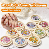 Autocollants en pulpe de bois pour nail art floral 3D style japonais, fleurs réalistes et colorées, décorations DIY