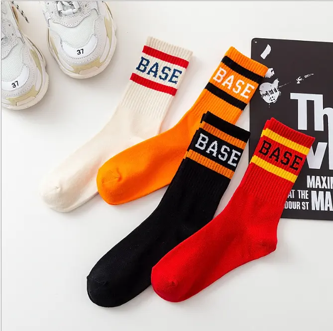 Chaussettes de luxe personnalisées unisexe pour hommes, bas à rayures colorées avec Logo personnalisé