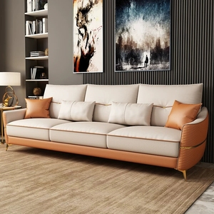 Italiano moderno salón <span class=keywords><strong>tv</strong></span> viendo transversal asientos tres de sofá de cuero de lujo muebles de 3 plazas - Product Image 2