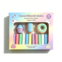 Ensemble de Craies Lavables et Sans Poussière pour Trottoirs, Thème Alimentaire (Donuts, Cupcakes) pour Enfants, Art de Rue Extérieur