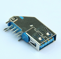 Prise latérale USB3.0 AF Base de corps longue Type de sertissage a 90 degrés Vertical Colle bleue Prise d'interface de transmission de données Connecteur USB