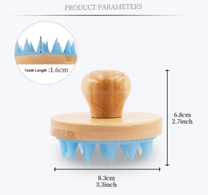 Cepillo de Ducha Ecológico de Bambú, Masajeador de Cuero Cabelludo, Cepillo para Champú, para Eliminar la Caspa y Estimular el Crecimiento del Cabello - Product Image 5