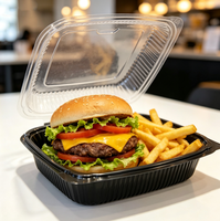 Boîte à clapet carrée en plastique PP bicolore de 10 pouces, jetable, pour emporter, boîte à emporter, emballage alimentaire pour restaurant