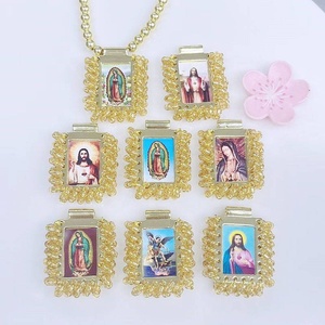 Colgante de cuentas Miyuki de esmalte colorido para mujer, accesorio de joyería con abalorio de Jesús Virgen María/San cristiano, venta al por mayor - Product Image 3