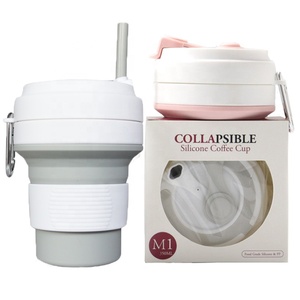 Tasses de voyage pliables en silicone de qualité alimentaire, écologiques, durables, sans BPA, avec logo personnalisé, 350 ml, réutilisables, anti-fuite - Product Image 6
