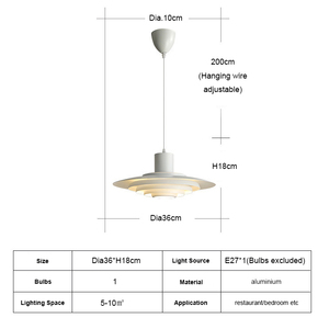 Factory Wholesale Fashional Minimalist Hanging Lighting Fixtures Creative Aluminum Frisbee E27 Modern Chandelier Pendant <b>Lights</b> - Product Image 6