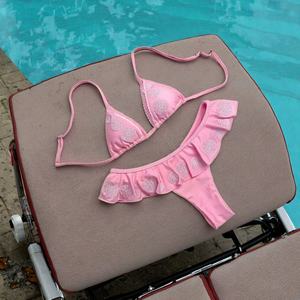 Maillot de bain deux pièces personnalisé, triangle à une épaule, soutien-gorge push-up, bas string, séchage rapide, en Spandex/Polyester - Product Image 1