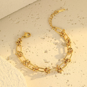 Bracelet chaîne à maillons épais en acier inoxydable plaqué or 18 carats, étanche et inaltérable, style punk, <span class=keywords><strong>pour</strong></span> femme - Vente en gros - Product Image 4