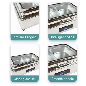 Calentador de Alimentos Eléctrico de Acero Inoxidable de Lujo, Fuente de Alimentación Moderna, Estufa Buffet de 9L 220-240V, Juego de Platos para Servir, Hotel, Restaurante - Product Image 3
