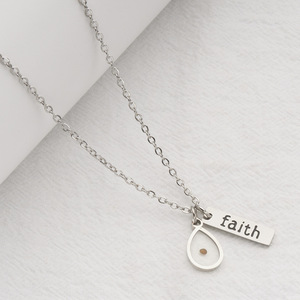 สร้อยคอจี้เมล็ดมัสตาร์ดขายดี พร้อมจารึกคำว่า Faith Brand Belief สร้อยคอแฟชั่นสแตนเลสคุณภาพสูง - Product Image 3