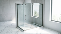 Cabine de douche accessible avec seuil bas et barres d'appui pour les personnes âgées et les établissements de santé