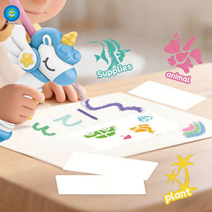 Kit de Peinture Artistique à <span class=keywords><strong>Encre</strong></span> Lavable pour Enfants et Tout-Petits, 2 Couleurs Mixtes, avec 8 Pochoirs, Jouets Éducatifs en Plastique à Jet <span class=keywords><strong>d</strong></span>'<span class=keywords><strong>Encre</strong></span>, Thème Dessin Animé - Product Image 1