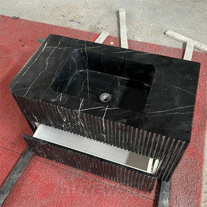 Newstar moderne Nero Marquina évier en marbre <span class=keywords><strong>noir</strong></span> lavabo <span class=keywords><strong>noir</strong></span> vanité évier marbre salle de bain armoire - Product Image 4