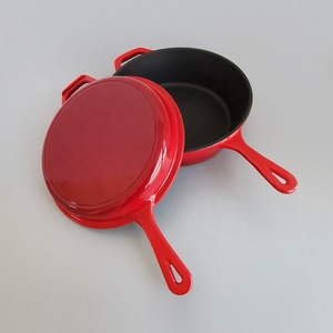Cuisinière combinée 2 en 1 en <span class=keywords><strong>fonte</strong></span> <span class=keywords><strong>émaillée</strong></span> rouge avec four hollandais de 3.2 pintes et poêle de 10.25 pouces - Product Image 5