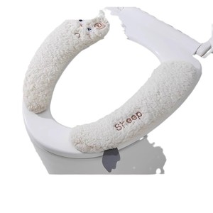 Funda gruesa de felpa para asiento de inodoro, diseño universal con adhesivo de oveja linda para uso en el baño - Product Image 5