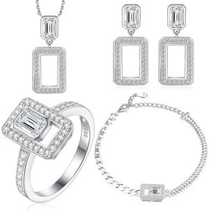 High Quality Fashion Fine Jewelry S925 Sterling Silver Zircon <b>Square</b> Pendant Jewelry <b>Sets</b> - Product Image 1