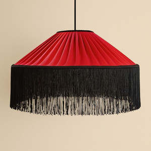 Colore Tiffany fantasia paralume fatto a mano con frange nere, luce a sospensione. - Product Image 4