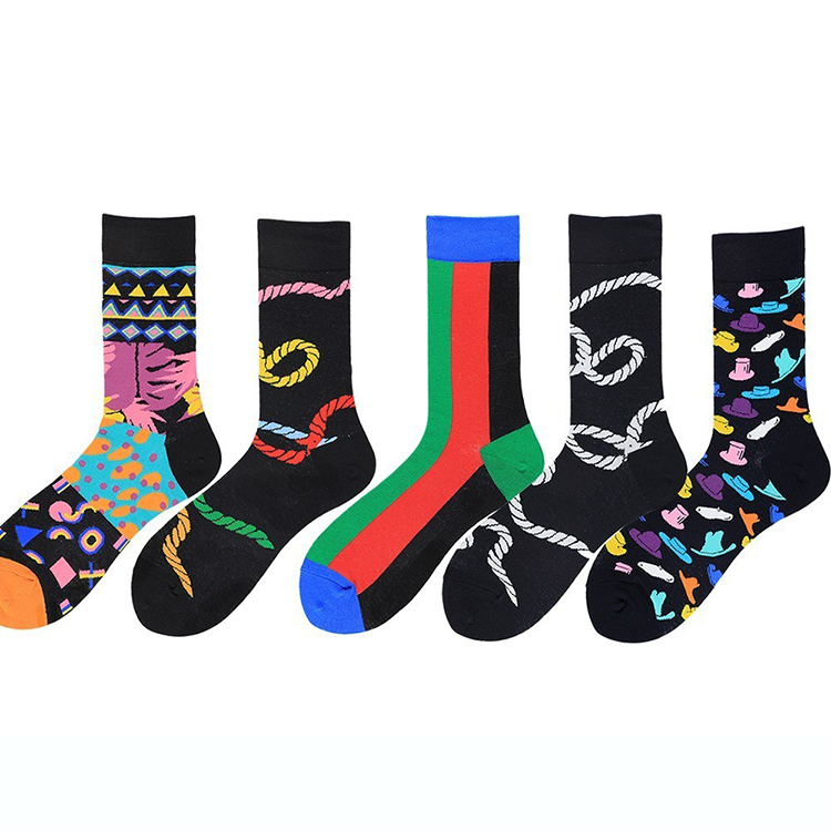Autumn Winter Cotton Mens Tube Wholesale Colored Character Socks