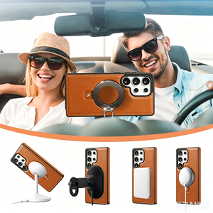 Étui de téléphone en cuir PU avec support anneau de charge sans fil pour Samsung S26 Ultra, S24, S25 Ultra - Product Image 1