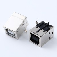 Conector USB Redondo de Latón Tipo B Hembra de 90 Grados Cuadrado de 12V para Soldadura en PCB, Conector Principal para Impresora de Datos HXSchip