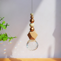 Manik-manik Kayu Buatan Tangan Kristal Suncatcher Hiasan Gantung Pembuat Pelangi Dekorasi Jendela untuk Rumah