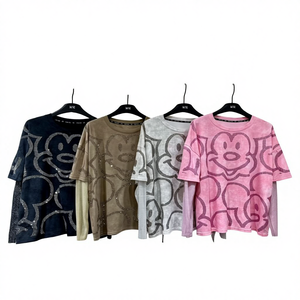 2025 New KT <strong>Cat</strong> <strong>Top</strong> for Women Casual Loose Gradient Color Summer T-Shirt Knitted Fabric Anti-Pilling One Size 0801 - Product Image 5