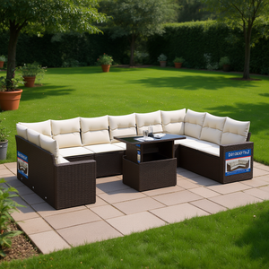 Ensemble de canapés de jardin modulaires en rotin PE brun D0100XFT6JT, mobilier d'extérieur 6 places, design contemporain - Product Image 2