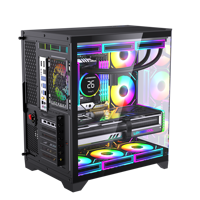 Boîtier PC LOVINGCOOL surdimensionné avec écran de divertissement, tour ATX en verre, vitrine panoramique, armoire de jeu informatique, refroidisseur à eau