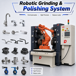 Pulidora Robótica CNC con Sistema de Recolección de Polvo para Pulido de Superficies de Válvulas Angulares y de Mariposa en Componentes Metálicos de Precisión - Product Image 1
