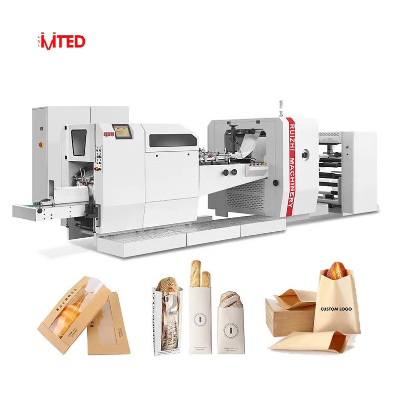 Paper Bag Machine Making RZJD-G350J High Speed Automatic V Bottom Kraft Grocery Food Paper Bag Making Machine With Window